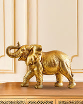 Alamkari India Polyresin Decorative Golden Polyresin Elephant Figurine (Large)